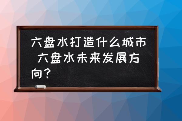 六盤水打造什么城市 六盤水未來發展方向？
