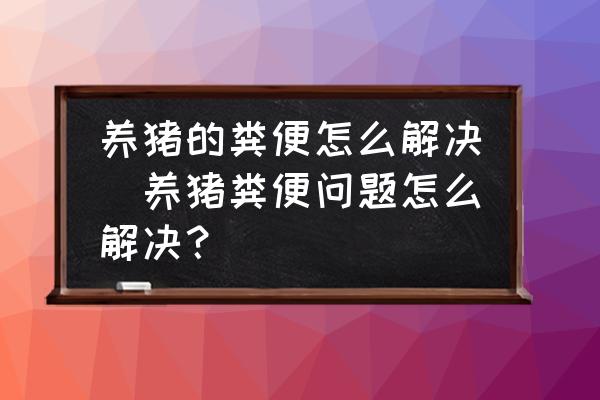 養豬的糞便怎么解決(養豬糞便問題怎么解決？)